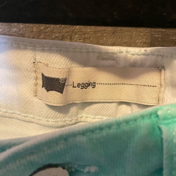 LEVI’S MINT GREEN WISKERED WASH JEGGINGS SZ 27 (1021) - Picture 4 of 5
